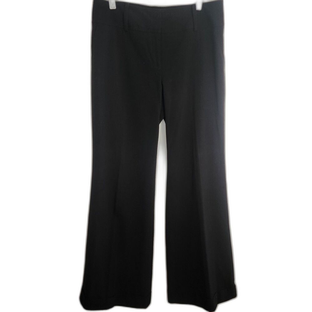 Ann Taylor Curvy Fit Black Pants Size 8 Wide Leg Dress Trousers Workwear